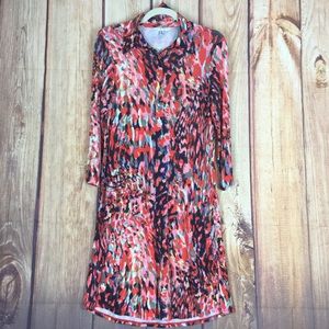 Cabi #374 Abstract Watercolor Shirt Dress